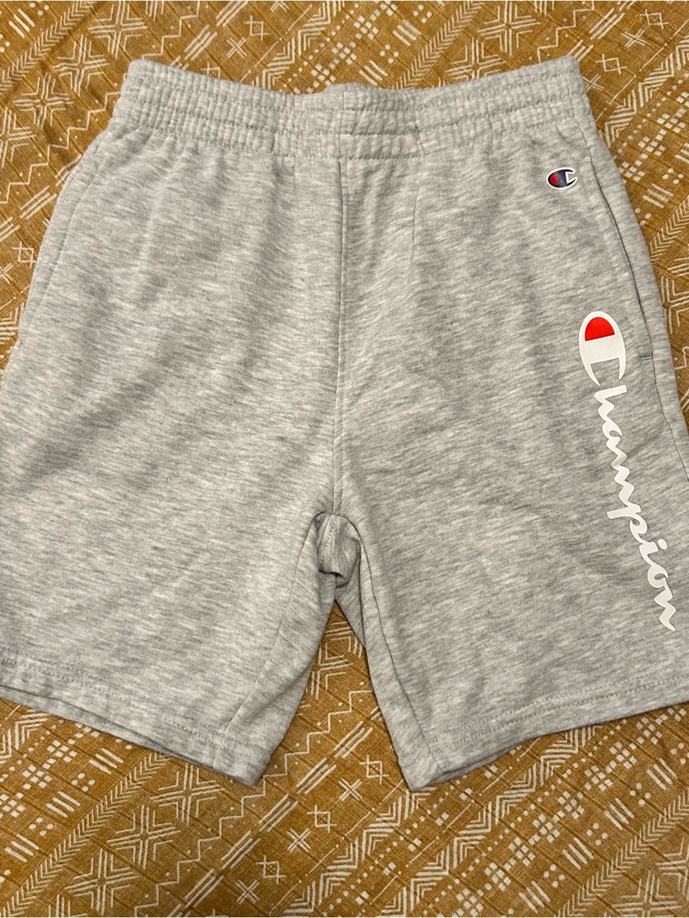Boys Champion Light Gray Athletic Logo Shorts